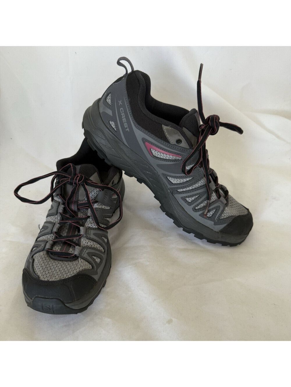 Salomon X Crest 171383 Low-Top Shoes Women Size 9.5 Gray Waterproof Hiking Trail